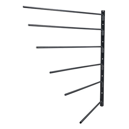 Wall Mounted Saddle Rack, 30.9 X 29.9 X 5.5 In, Swing Out Saddle Holder, Six Tiers Horse Saddle Stand, Space Saving Horse Pad and Blanket Rack for Tack Room Organization Trailer Accessories