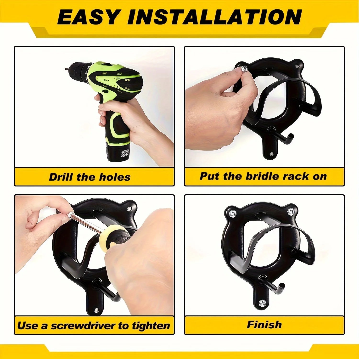 12/6/1Pc Horse Bridle Rack, Bridle Bracket Bridle Hook with Tubes and Screw Horse Tack Storage Halter Hanger Metal Bridle Holder