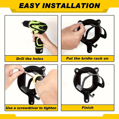 12/6/1Pc Horse Bridle Rack, Bridle Bracket Bridle Hook with Tubes and Screw Horse Tack Storage Halter Hanger Metal Bridle Holder