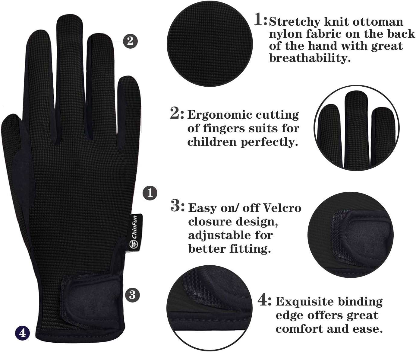 Horse Riding Glove Equestrian Gloves for Kids Boys Girls