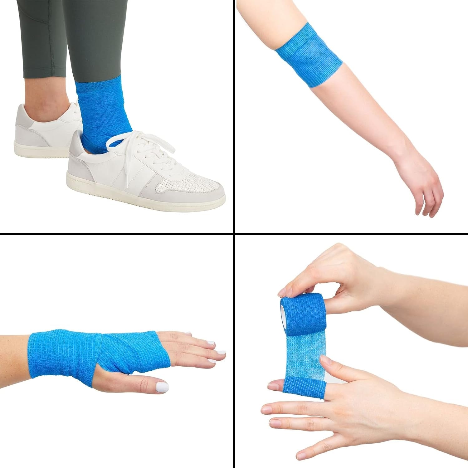 Cohesive Bandage Vet Wrap Rolls - Sprain & Strain Support Elastic Bandage & Vet Wrap for Dogs & Horses - Self-Adherent Dog Wound Care Tape - First Aid & Sports Tape - 12 Count, 4 in X 5 Yd