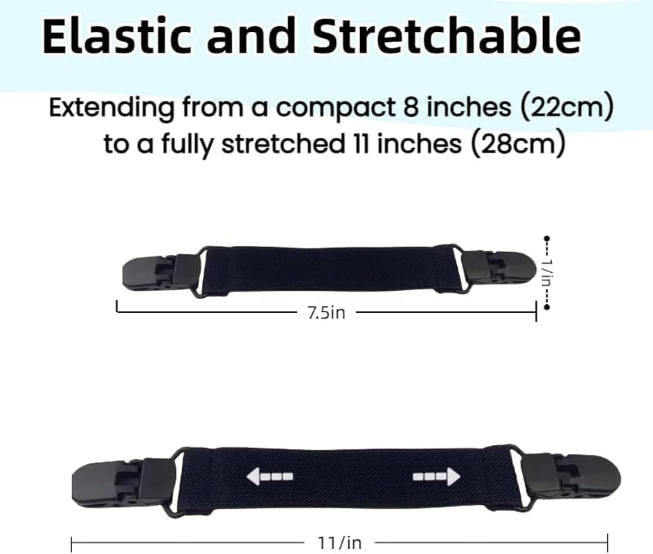 4 Packs Elastic Adjustable Stirrups Leg Straps Boot Straps Boot Clips Pant Clips for Women and Men