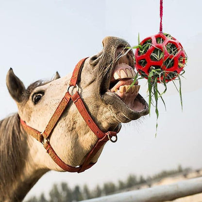 Horse Treat Ball,Goat Feeder Hanging Feeding Toy Horse Treat Hay Feeder Toy, for Horse Goat Sheep Relieve Stress (Red)