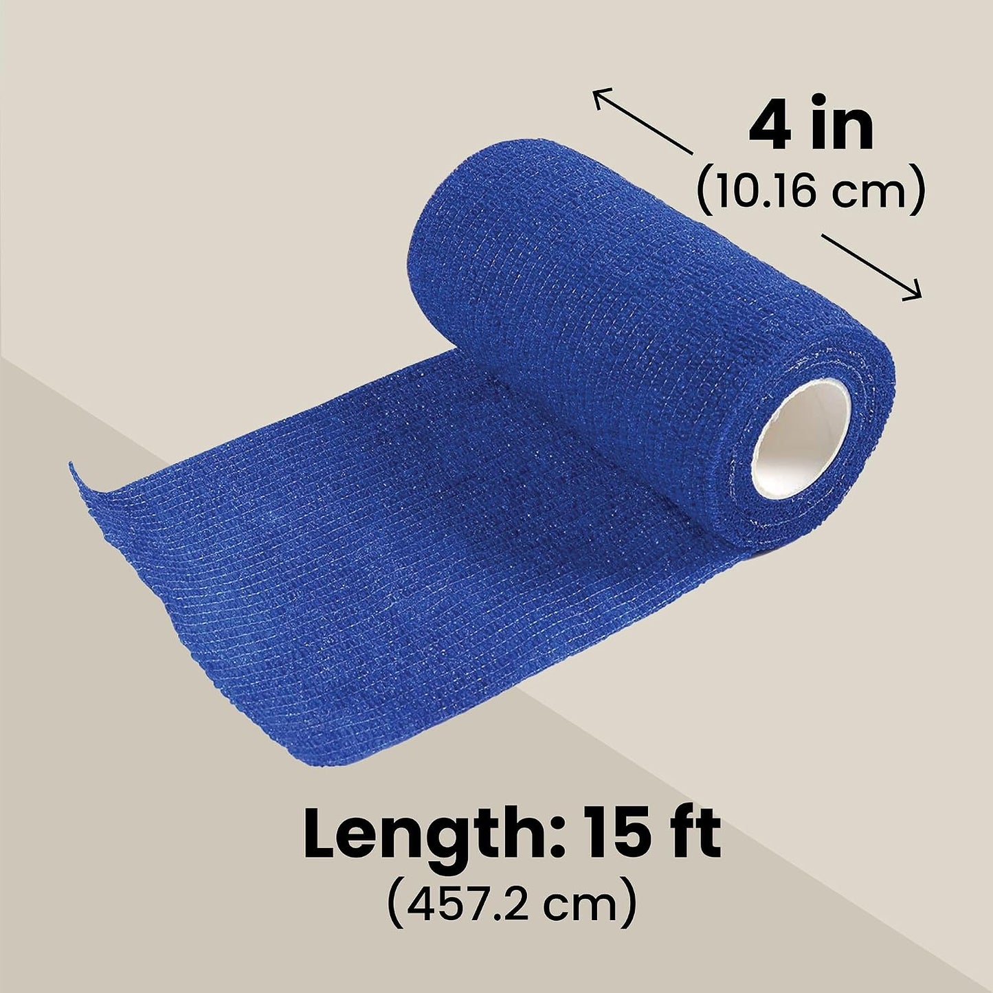 Cohesive Bandage Vet Wrap Rolls - Sprain & Strain Support Elastic Bandage & Vet Wrap for Dogs & Horses - Self-Adherent Dog Wound Care Tape - First Aid & Sports Tape - 12 Count, 4 in X 5 Yd