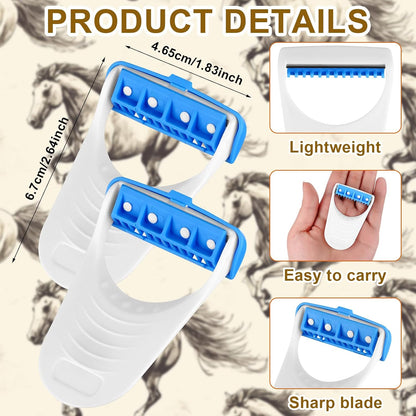 24 Pcs Horse Clippers Horse Grooming Razor Disposable Grooming Razor Horse Trimmer Shaver Kit Fit for Horse Dog, White&Blue