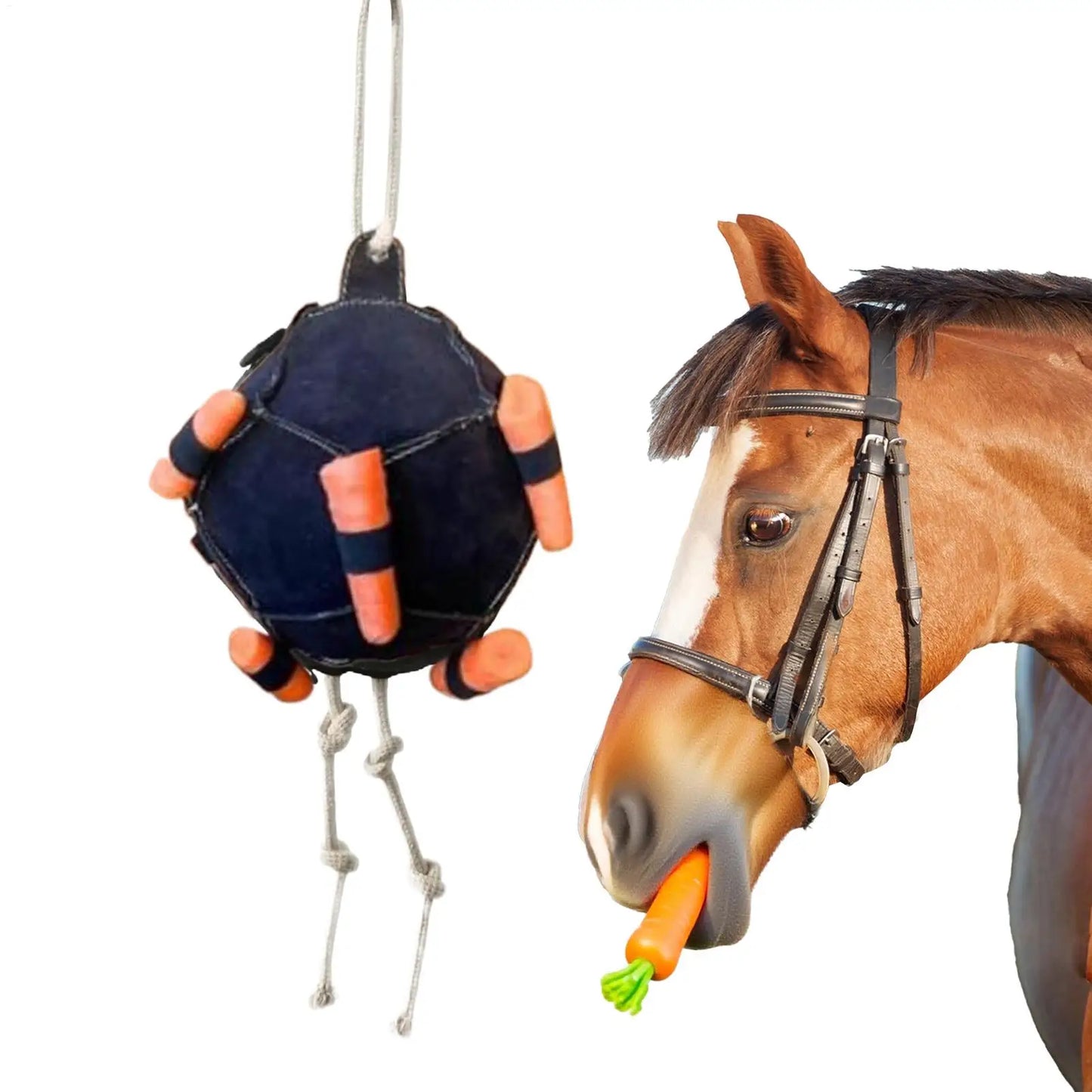 Horse Carrot Feeding Ball Toy Hay Feeder Toy Ball Hanging Feeding Toy for Horse Horse Goat Sheep Relieve Stress Horse Treat Ball