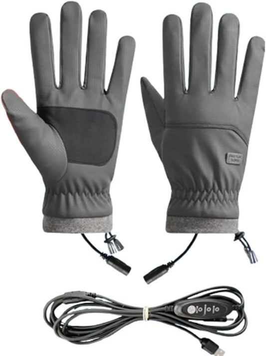 USB Heated Gloves Winter Hand Warmers - Touchscreen Compatible with 3 Adjustable Temperature Settings, Ideal for Commuting & Outdoor Work, Keep Hands Warm & Flexible, 5.9*13.77In, Gray