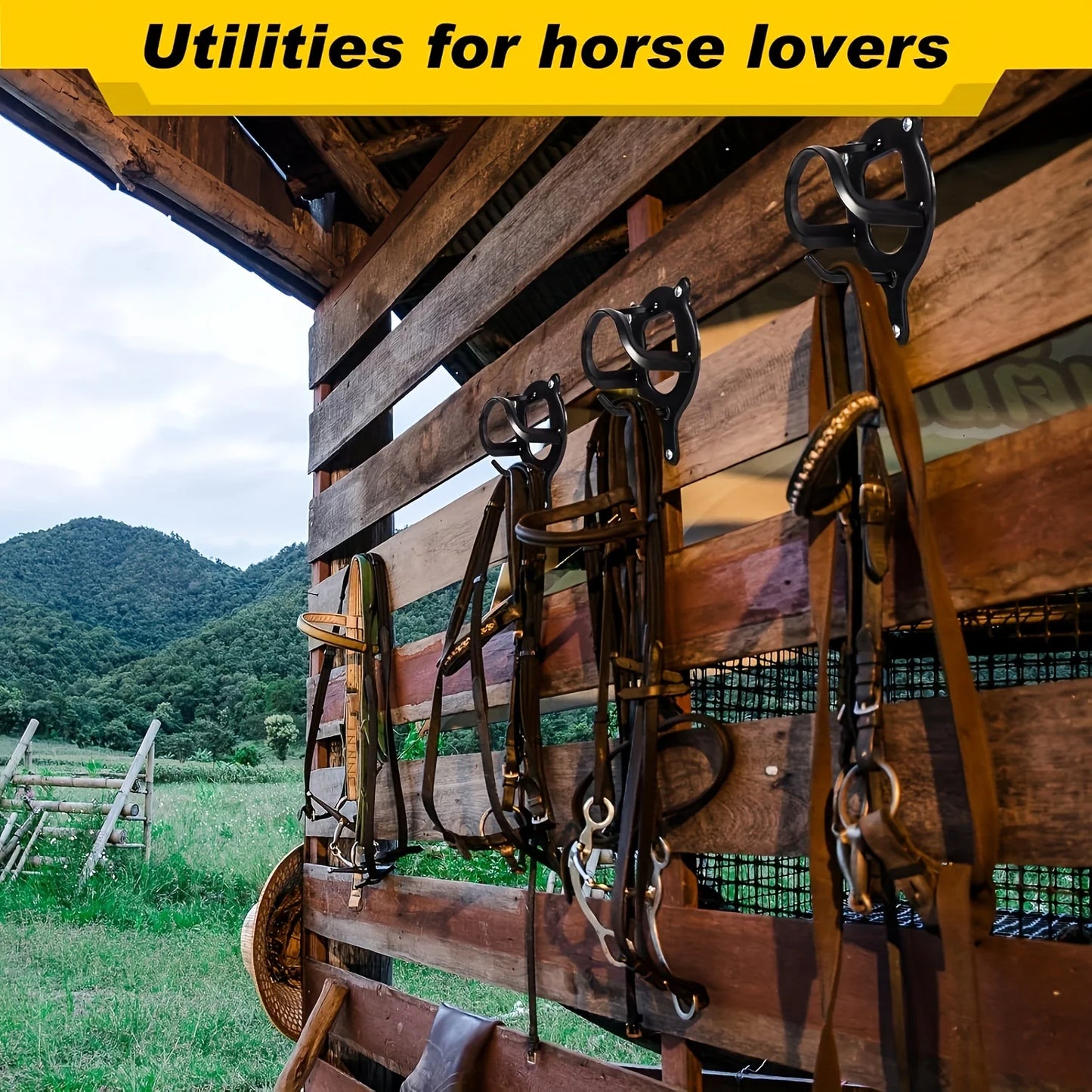 12/6/1Pc Horse Bridle Rack, Bridle Bracket Bridle Hook with Tubes and Screw Horse Tack Storage Halter Hanger Metal Bridle Holder