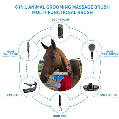 Horse Grooming Brush, Horse Brushes, Horse Massage Comb, Upgraded TPR Horse Hair Brush, Pet Grooming Supplies Set for Horse Dog