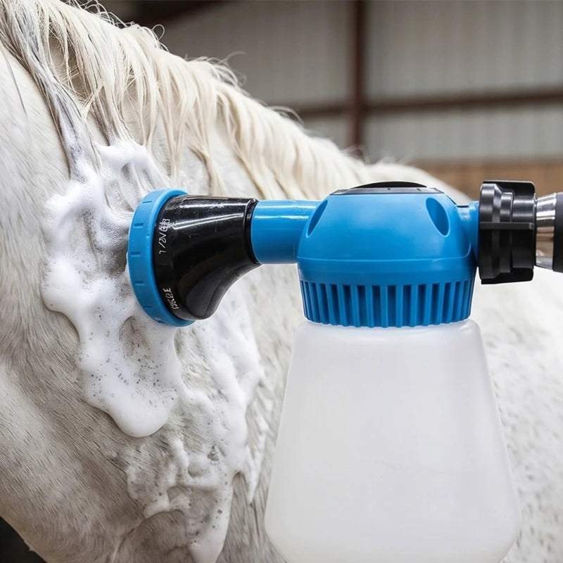 Light Weight Plastic Horse Wash Sprayer with 6 Sprays Patterns Adjustable Foam Sprays Bottle for Gentle Pet Bathing