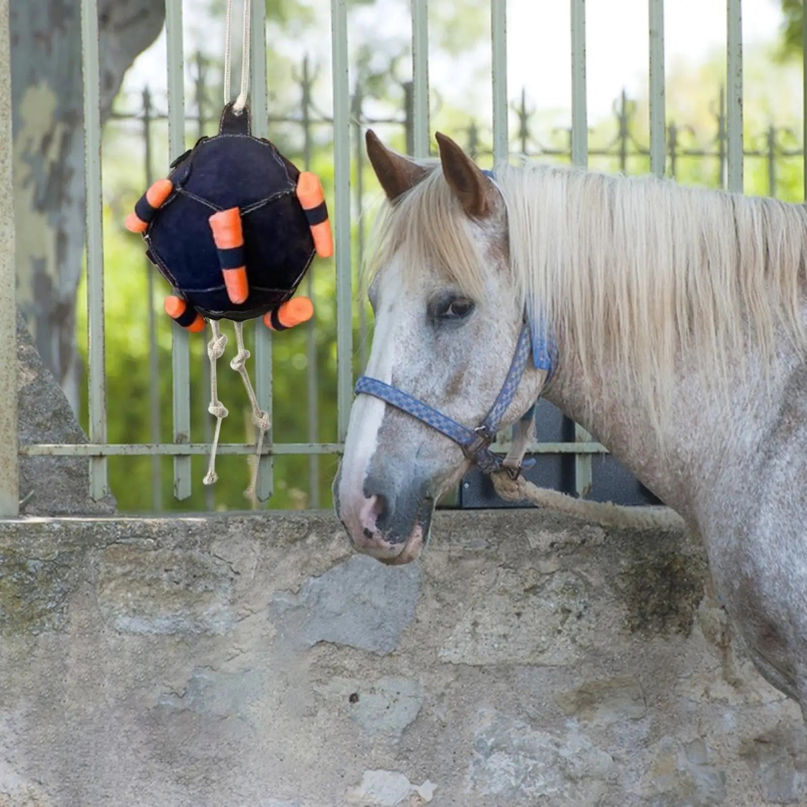 Horse Carrot Feeding Ball Toy Hay Feeder Toy Ball Hanging Feeding Toy for Horse Horse Goat Sheep Relieve Stress Horse Treat Ball