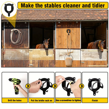 12/6/1Pc Horse Bridle Rack, Bridle Bracket Bridle Hook with Tubes and Screw Horse Tack Storage Halter Hanger Metal Bridle Holder
