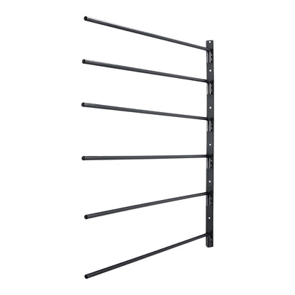 Wall Mounted Saddle Rack, 30.9 X 29.9 X 5.5 In, Swing Out Saddle Holder, Six Tiers Horse Saddle Stand, Space Saving Horse Pad and Blanket Rack for Tack Room Organization Trailer Accessories