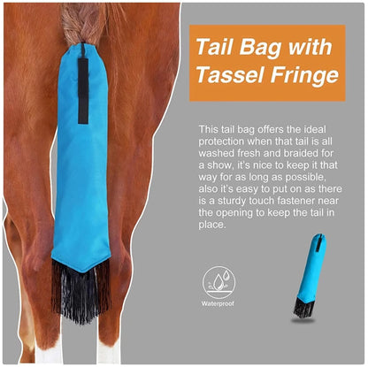 Waterproof Horse Tail Bag with Tassel Fringe - Show Horse Tail Protector