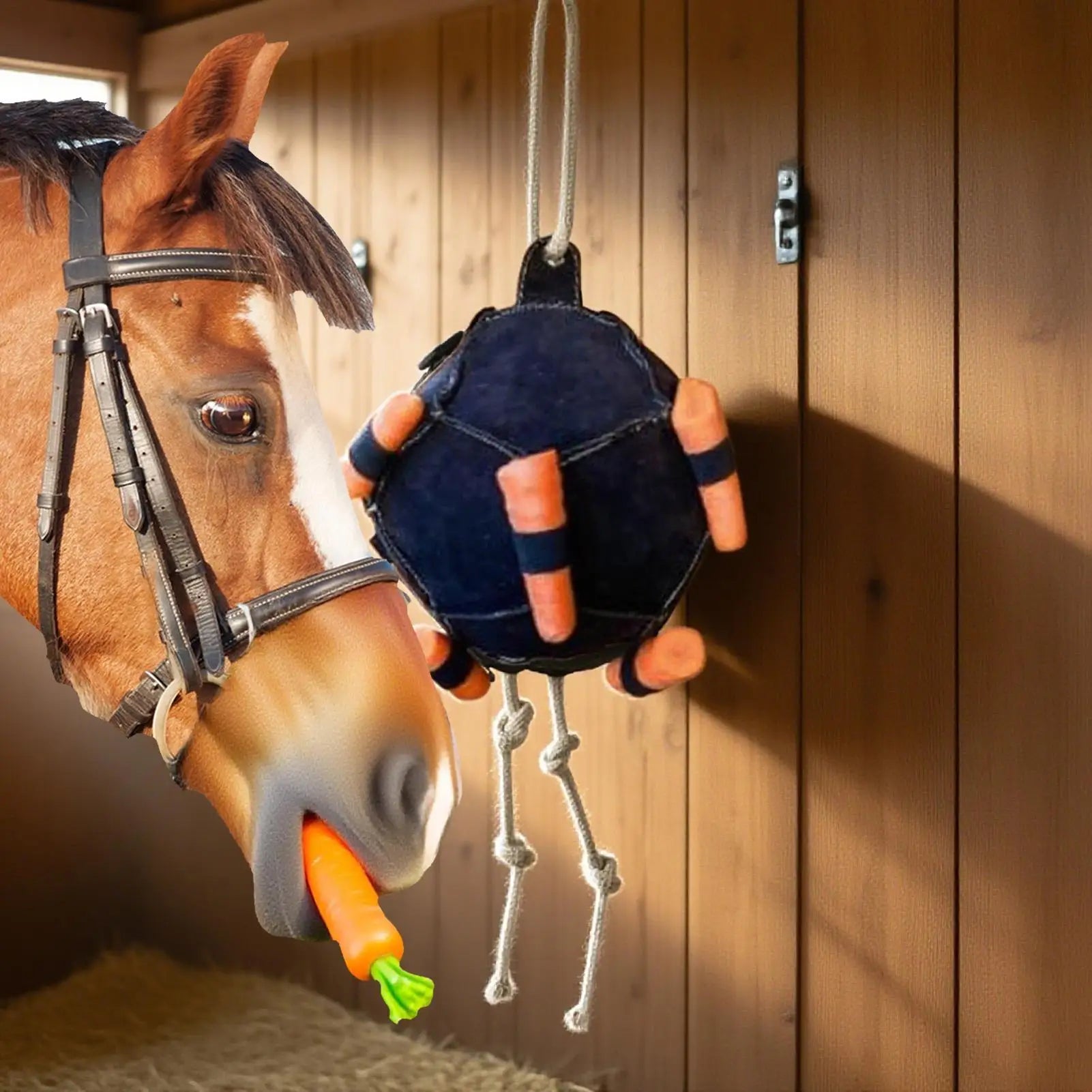 Horse Carrot Feeding Ball Toy Hay Feeder Toy Ball Hanging Feeding Toy for Horse Horse Goat Sheep Relieve Stress Horse Treat Ball
