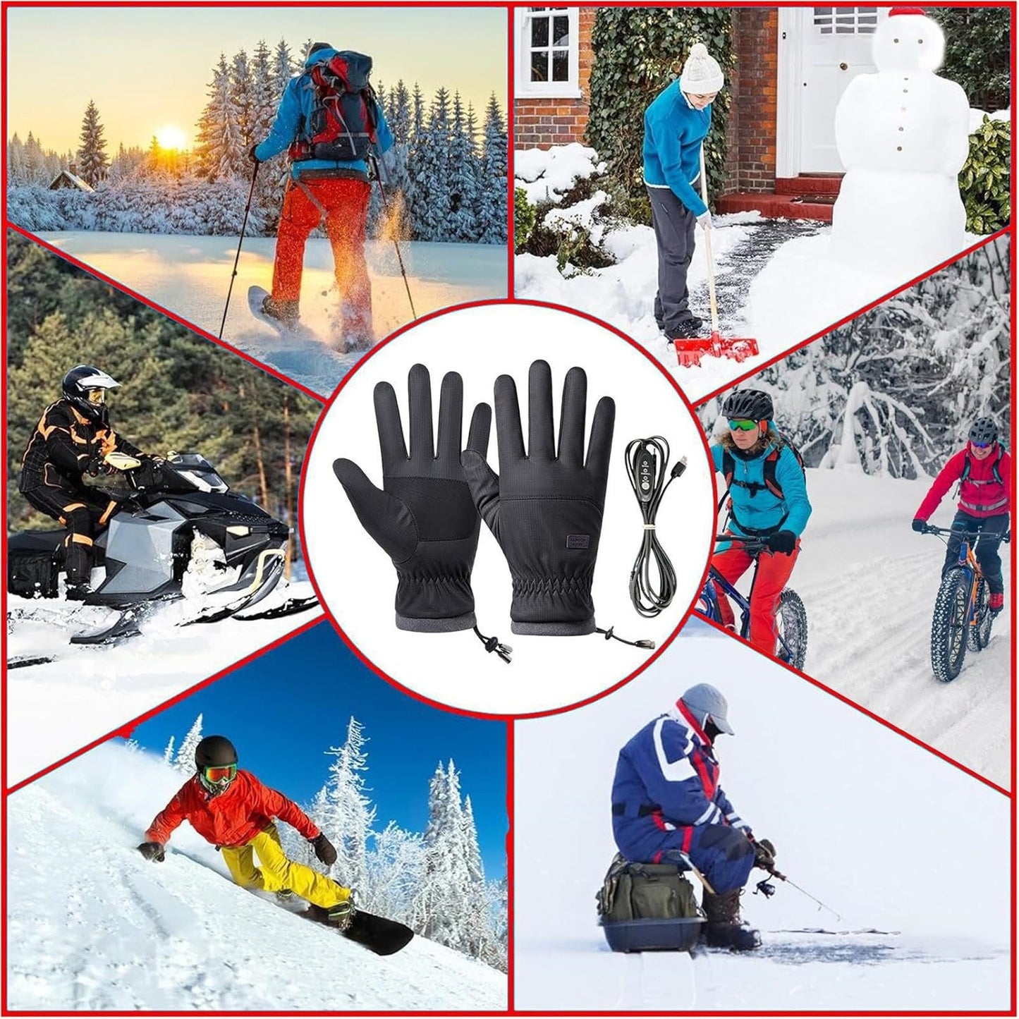 USB Heated Gloves Winter Hand Warmers - Touchscreen Compatible with 3 Adjustable Temperature Settings, Ideal for Commuting & Outdoor Work, Keep Hands Warm & Flexible, 5.9*13.77In, Gray